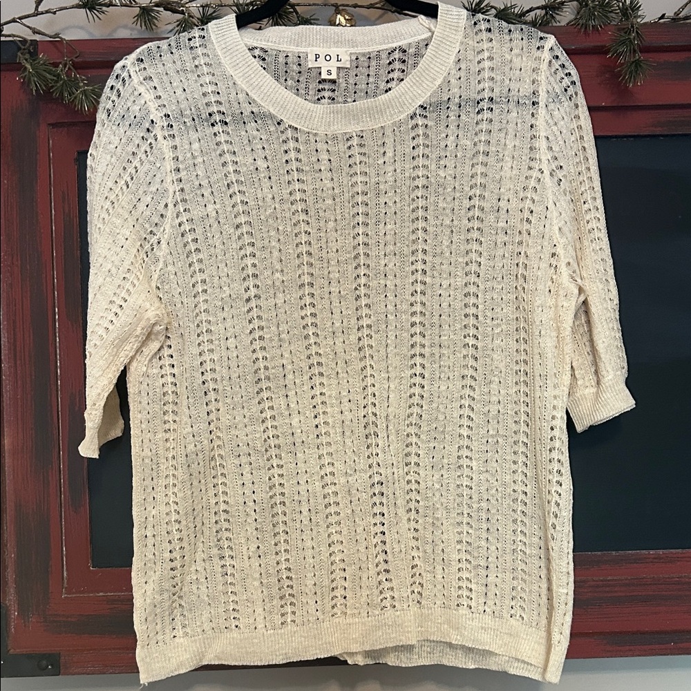 POL Ivory Textured Knit Top